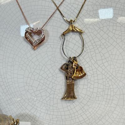 LOT 95: Charm Necklace & Pin w/ Charms & More