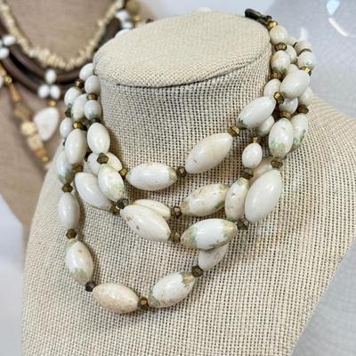 LOT 97: Vintage Collection of Large, Beaded & Seashell Statement Necklaces