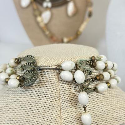 LOT 97: Vintage Collection of Large, Beaded & Seashell Statement Necklaces