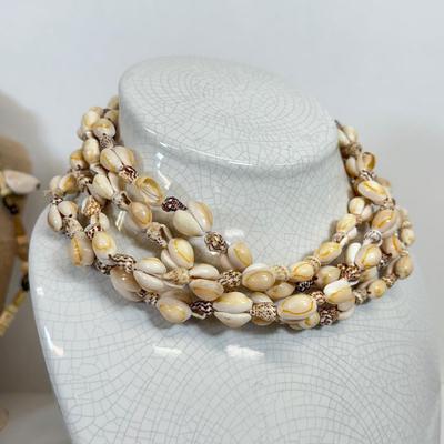 LOT 97: Vintage Collection of Large, Beaded & Seashell Statement Necklaces