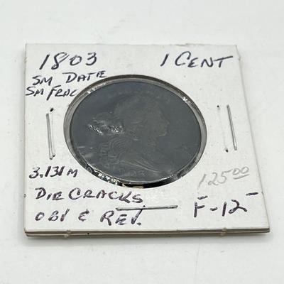 LOT 102: 1803 Large Cent US Coin