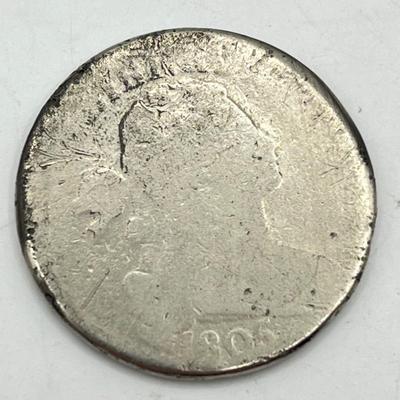 LOT 103: 1805 Draped Bust Large Cent US Coin - Silver Plated