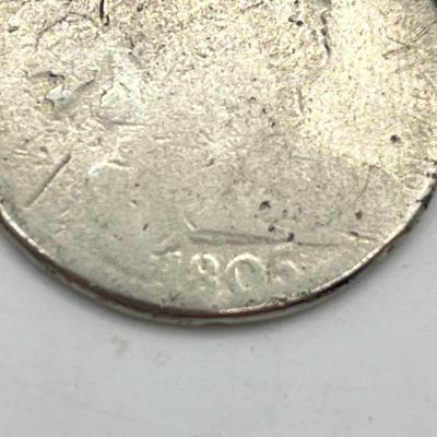 LOT 103: 1805 Draped Bust Large Cent US Coin - Silver Plated