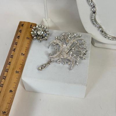 LOT 123: Collection of Silvertone Rhinestone Jewelry