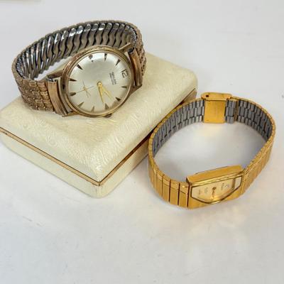 LOT 136: Vintage Dufonte Lucien Picard Gold Plated Stainless Steel Watch & Men's Vintage Gruen Watch
