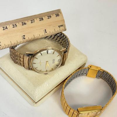 LOT 136: Vintage Dufonte Lucien Picard Gold Plated Stainless Steel Watch & Men's Vintage Gruen Watch