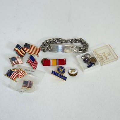 LOT 139: American Flag Pins, Army Ribbons & More