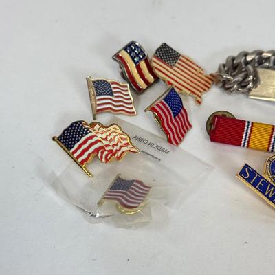 LOT 139: American Flag Pins, Army Ribbons & More