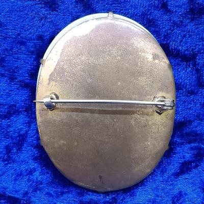 LOT 150: Antique Handpainted Porcelain Brooch, Artisan Brooch Pendant on Avon Chain & Vintage Costume Brooches