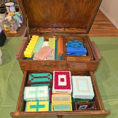 Wooden box with pill boxes