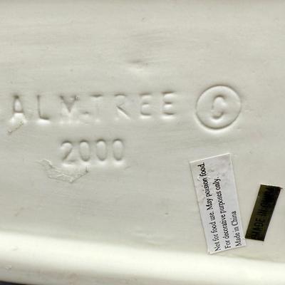 Sale Photo Thumbnail #609: Bisque ceramic with golden accent, can be used a planter or to hold other Christmas-themed items or even small Christmas cards.  Like-new condition, approx. 6.5" tall.