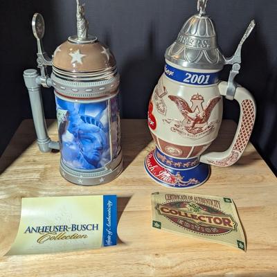 U.S. Landmarks Statue Of Liberty & A Tradition Of Brewing Excellence Steins w/ Boxes