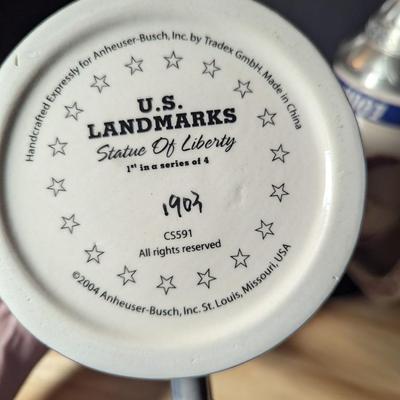 U.S. Landmarks Statue Of Liberty & A Tradition Of Brewing Excellence Steins w/ Boxes