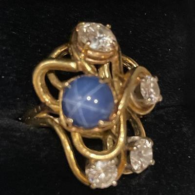 18k Linde Star Sapphire and Diamond ring