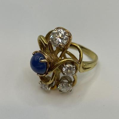 18k Linde Star Sapphire and Diamond ring