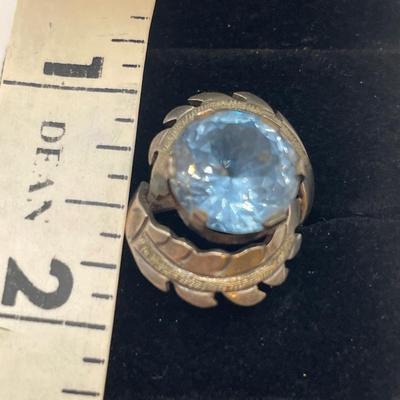 Sterling and large light blue stone ring