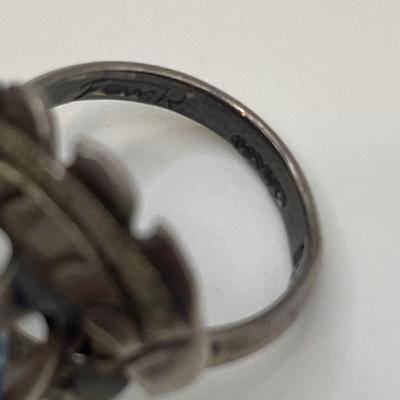 Sterling and large light blue stone ring