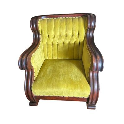 Upholstered Victorian-Style Rocking Armchair with Tufted Velvet Seat