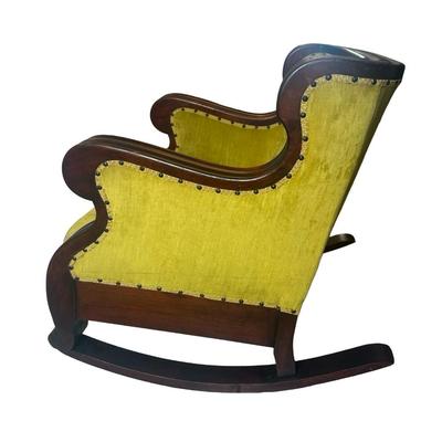 Upholstered Victorian-Style Rocking Armchair with Tufted Velvet Seat