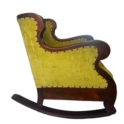 Upholstered Victorian-Style Rocking Armchair with Tufted Velvet Seat
