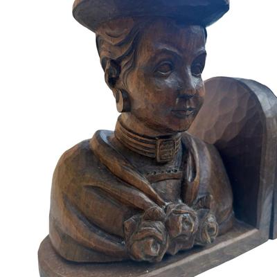Vintage G.G. Lang Carved Wooden Figural Bookends – Germany