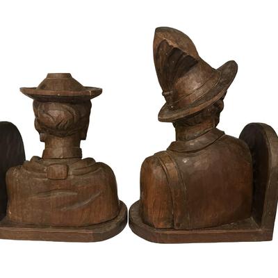 Vintage G.G. Lang Carved Wooden Figural Bookends – Germany