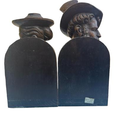 Vintage G.G. Lang Carved Wooden Figural Bookends – Germany