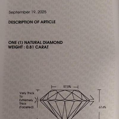 IGI CERTIFIED NATURAL DIAMOND 0.81CT