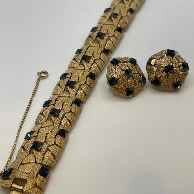 Trifari bracelet and clip on earrings