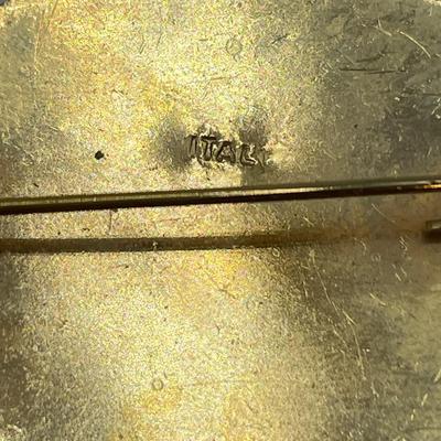 Vintage ITALY Micro Mosaic Round Gold Tone Brooch/Pin And earrings