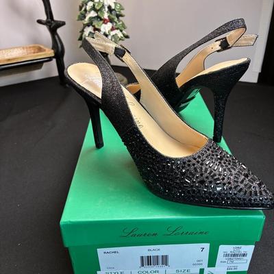 Lauren Lorraine Black Slingback Shoes 7