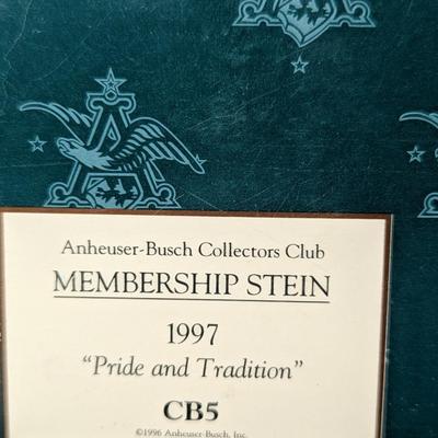 Anheuser-Busch Membership Stein "Pride & Tradition" w/ Box & Charter Member "Budweiser Clydesdales At The...