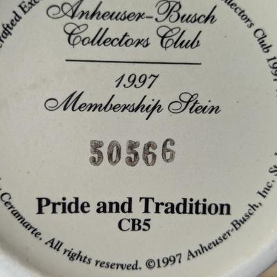 Anheuser-Busch Membership Stein "Pride & Tradition" w/ Box & Charter Member "Budweiser Clydesdales At The...