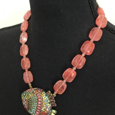 Beautiful vintage, Heidi Daus gone fishing multi colored, crystal rhinestone statement necklace