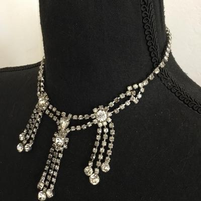Beautiful, vintage, art, deco, rhinestone statement, necklace