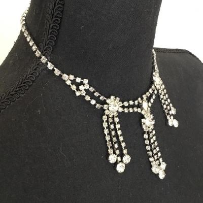 Beautiful, vintage, art, deco, rhinestone statement, necklace