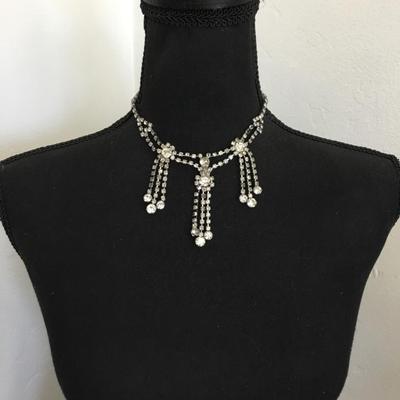 Beautiful, vintage, art, deco, rhinestone statement, necklace