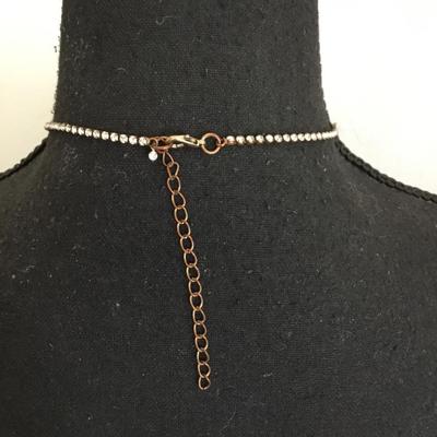 Beautiful, vintage, iridescent, rhinestone necklace has wear