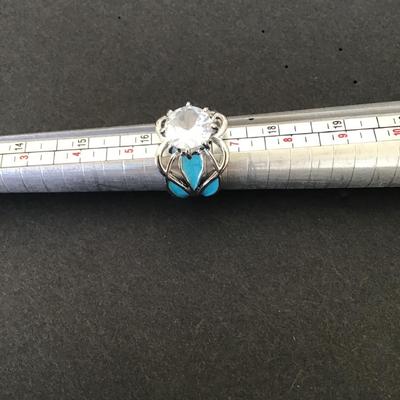 Beautiful Silver Tone Light blue enamel fashion ring