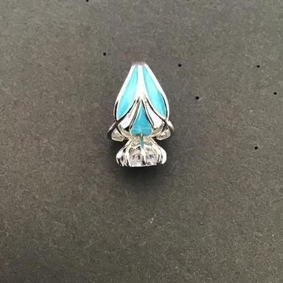 Beautiful Silver Tone Light blue enamel fashion ring