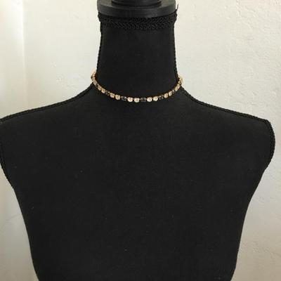 Gorgeous, vintage, Trifari, gold toned, rhinestone, choker, light blue and clear rhinestone crystal rhinestone excellent condition