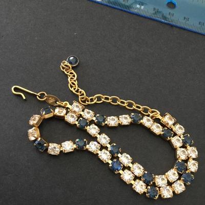 Gorgeous, vintage, Trifari, gold toned, rhinestone, choker, light blue and clear rhinestone crystal rhinestone excellent condition