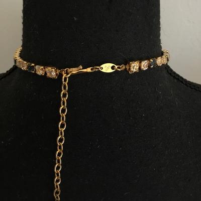 Gorgeous, vintage, Trifari, gold toned, rhinestone, choker, light blue and clear rhinestone crystal rhinestone excellent condition