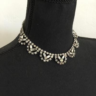 Beautiful, art deco, vintage, rhinestone collar necklace
