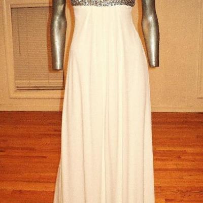 Vtg Jovani Grecian maxi Gown with Austrian crystals details very fluid