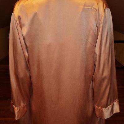 Vintage silk Peignoir 3pc set camisole pant coat sash belt antique lace