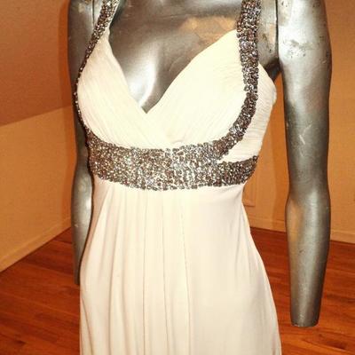 Vtg Jovani Grecian maxi Gown with Austrian crystals details very fluid