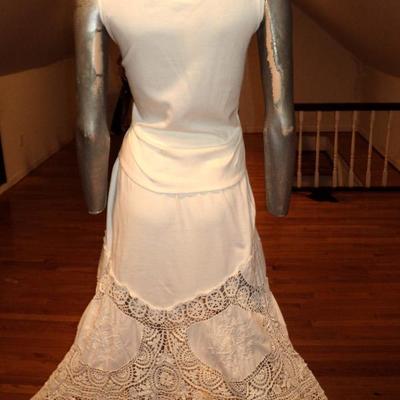 Vtg Hand embroidered and Crochet ensemble skirt/top cotton