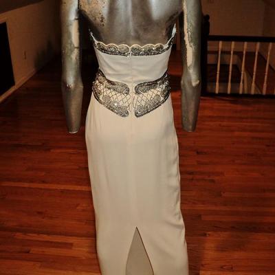 Vintage Claude Montana Italy couture crepe embellished strapless gown