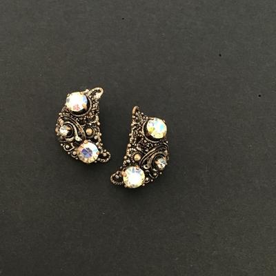 Sale Photo Thumbnail #96: Very nice Vintage earrings with AB rhinestones please see attached photos